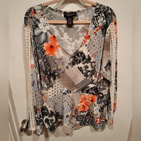 Isabel & Hayley Women's Slinky Long Sleeve Babydoll Style Top Sz 3X Boho Y2K - Picture 1 of 6